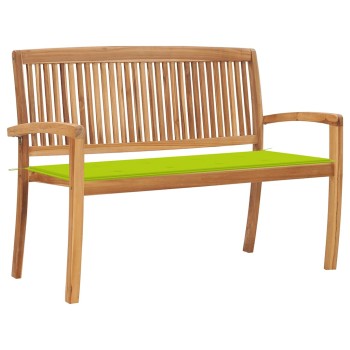 Tömör tíkfa rakásolható kerti pad párnával 128,5 cm