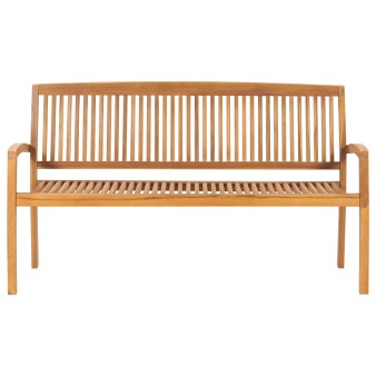 Tömör tíkfa rakásolható kerti pad párnával 159 cm