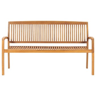 Tömör tíkfa rakásolható kerti pad párnával 159 cm