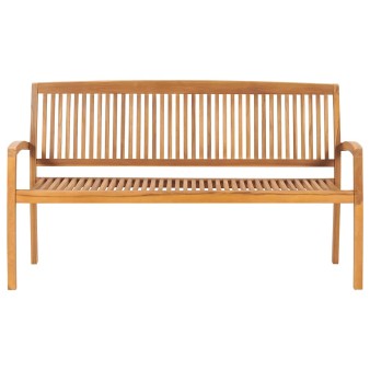 Tömör tíkfa rakásolható kerti pad párnával 159 cm