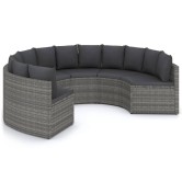 6 részes szürke polyrattan kerti kanapészett párnákkal