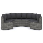 6 részes szürke polyrattan kerti kanapészett párnákkal