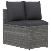 4 részes szürke polyrattan kerti kanapészett párnákkal