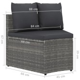4 részes szürke polyrattan kerti kanapészett párnákkal
