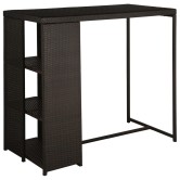 5 darabos barna polyrattan kerti bárszett párnákkal
