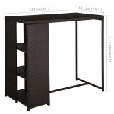 5 darabos barna polyrattan kerti bárszett párnákkal