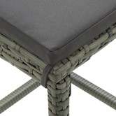 4 részes szürke polyrattan kerti bárszett párnával