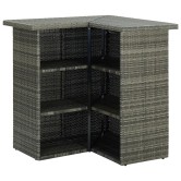 4 részes szürke polyrattan kerti bárszett párnával