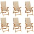 6 db tömör tíkfa kerti szék bézs párnákkal
