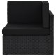 8 részes fekete polyrattan kerti ülőgarnitúra párnákkal