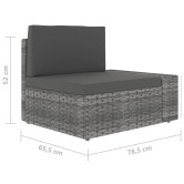 7 részes szürke polyrattan kerti ülőgarnitúra párnákkal