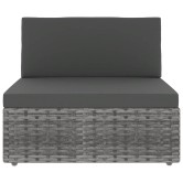 7 részes szürke polyrattan kerti ülőgarnitúra párnákkal