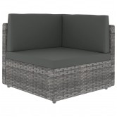 7 részes szürke polyrattan kerti ülőgarnitúra párnákkal
