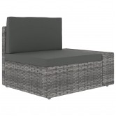 7 részes szürke polyrattan kerti ülőgarnitúra párnákkal
