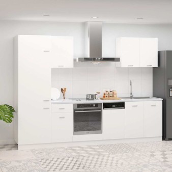 Lyon 7 részes fehér forgácslap konyhai szekrénygarnitúra
