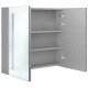 Betonszürke led-es tükrös fürdőszobaszekrény 62 x 14 x 60 cm