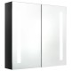 Fényes fekete led-es tükrös fürdőszobaszekrény 62 x 14 x 60 cm