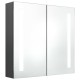 Betonszürke led-es tükrös fürdőszobaszekrény 62 x 14 x 60 cm