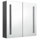 Betonszürke led-es tükrös fürdőszobaszekrény 62 x 14 x 60 cm