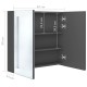 Betonszürke led-es tükrös fürdőszobaszekrény 62 x 14 x 60 cm