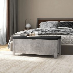 Betonszürke forgácslap tárolódoboz párnával 105 x 40 x 45 cm