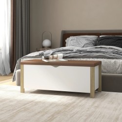Fehér és sonoma tölgy színű tárolódoboz párnával 105x40x45 cm