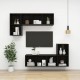 Magasfényű fekete forgácslap fali tv-szekrény 37 x 37 x 72 cm Magasfényű fekete forgácslap fali tv-szekrény 37 x 37 x 72 cm