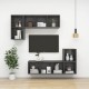 Magasfényű szürke forgácslap fali tv-szekrény 37x37x142,5 cm Magasfényű szürke forgácslap fali tv-szekrény 37x37x142,5 cm