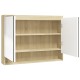 Fehér és tölgy mdf tükrös fürdőszobaszekrény 80 x 15 x 60 cm