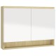 Fehér és tölgy mdf tükrös fürdőszobaszekrény 80 x 15 x 60 cm