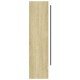 Fehér és tölgy mdf tükrös fürdőszobaszekrény 80 x 15 x 60 cm