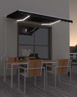 Antracitszürke szélérzékelős és led-es napellenző 300 x 250 cm
