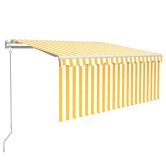 Sárga-fehér szélérzékelős, led-es napellenző redőnnyel 3x2,5 m