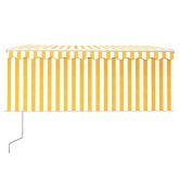 Sárga-fehér szélérzékelős, led-es napellenző redőnnyel 3x2,5 m