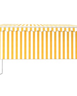 Sárga-fehér szélérzékelős, led-es napellenző redőnnyel 3x2,5 m