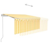 Sárga-fehér szélérzékelős, led-es napellenző redőnnyel 3x2,5 m