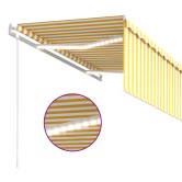 Sárga-fehér szélérzékelős, led-es napellenző redőnnyel 3x2,5 m