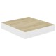 4 db fehér-tölgyszínű mdf lebegő fali polc 23 x 23,5 x 3,8 cm