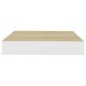 4 db fehér-tölgyszínű mdf lebegő fali polc 23 x 23,5 x 3,8 cm