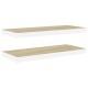 2 db fehér és tölgyszínű mdf fali polc 60 x 23,5 x 3,8 cm