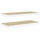 2 db fehér és tölgyszínű mdf fali polc 80 x 23,5 x 3,8 cm