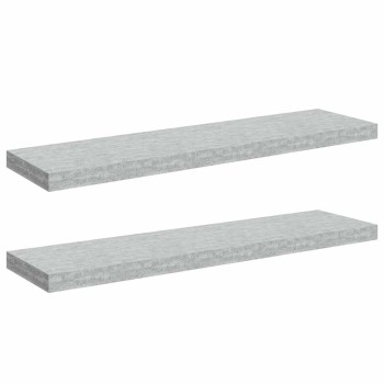 2 db betonszürke mdf lebegő fali polc 90 x 23,5 x 3,8 cm
