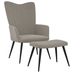 Világosszürke bársony pihenőszék lábtartóval