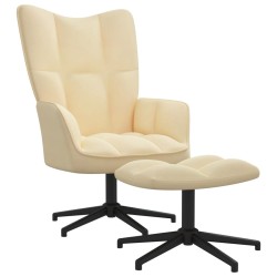 Krémfehér bársony pihenőszék lábtartóval