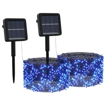 2 db 2x200 led-es kék bel-/kültéri napelemes fényfüzér