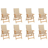 8 db dönthető tömör tíkfa kerti szék párnákkal