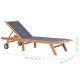 2 db tömör tíkfa és textilén összecsukható napozóágy kerekekkel
