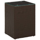 3 db barna polyrattan kisasztal üveg asztallappal