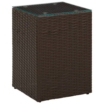 3 db barna polyrattan kisasztal üveg asztallappal