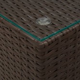 3 db barna polyrattan kisasztal üveg asztallappal